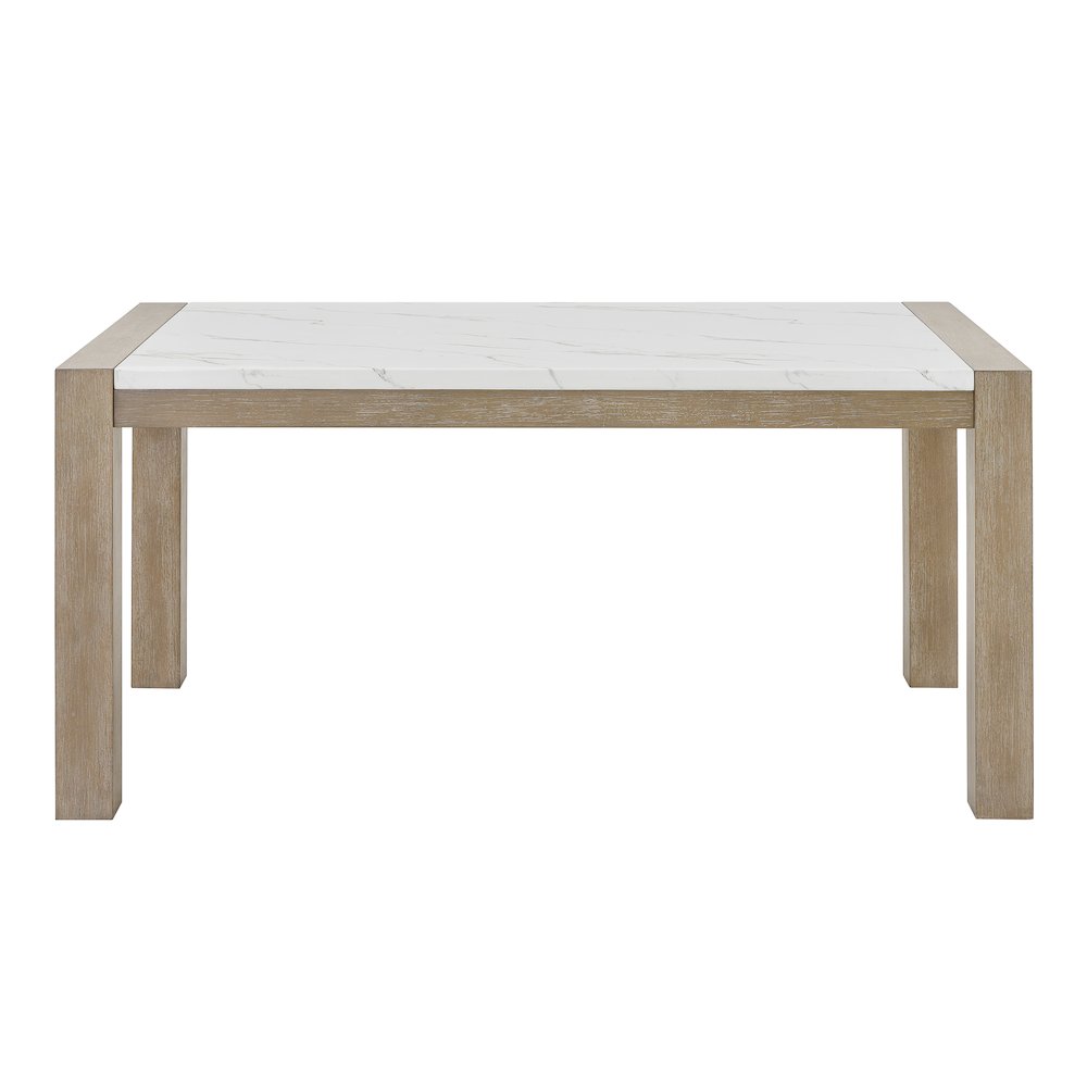 Zelalle 5-PC Dining Set, Faux Marble Table, 4 Chairs, White Wired-Brushed Finish. Picture 12