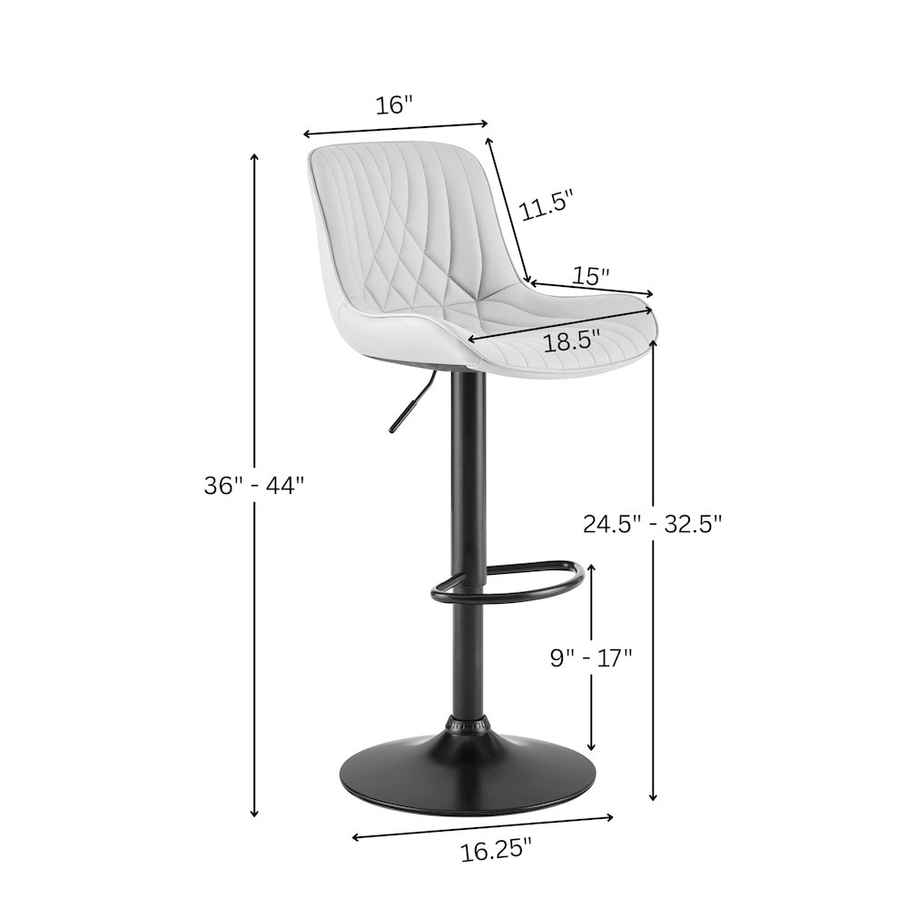 Kovyn Contemporary Adjustable Barstool with Faux Leather Swivel Seats, Set of 2. Picture 11
