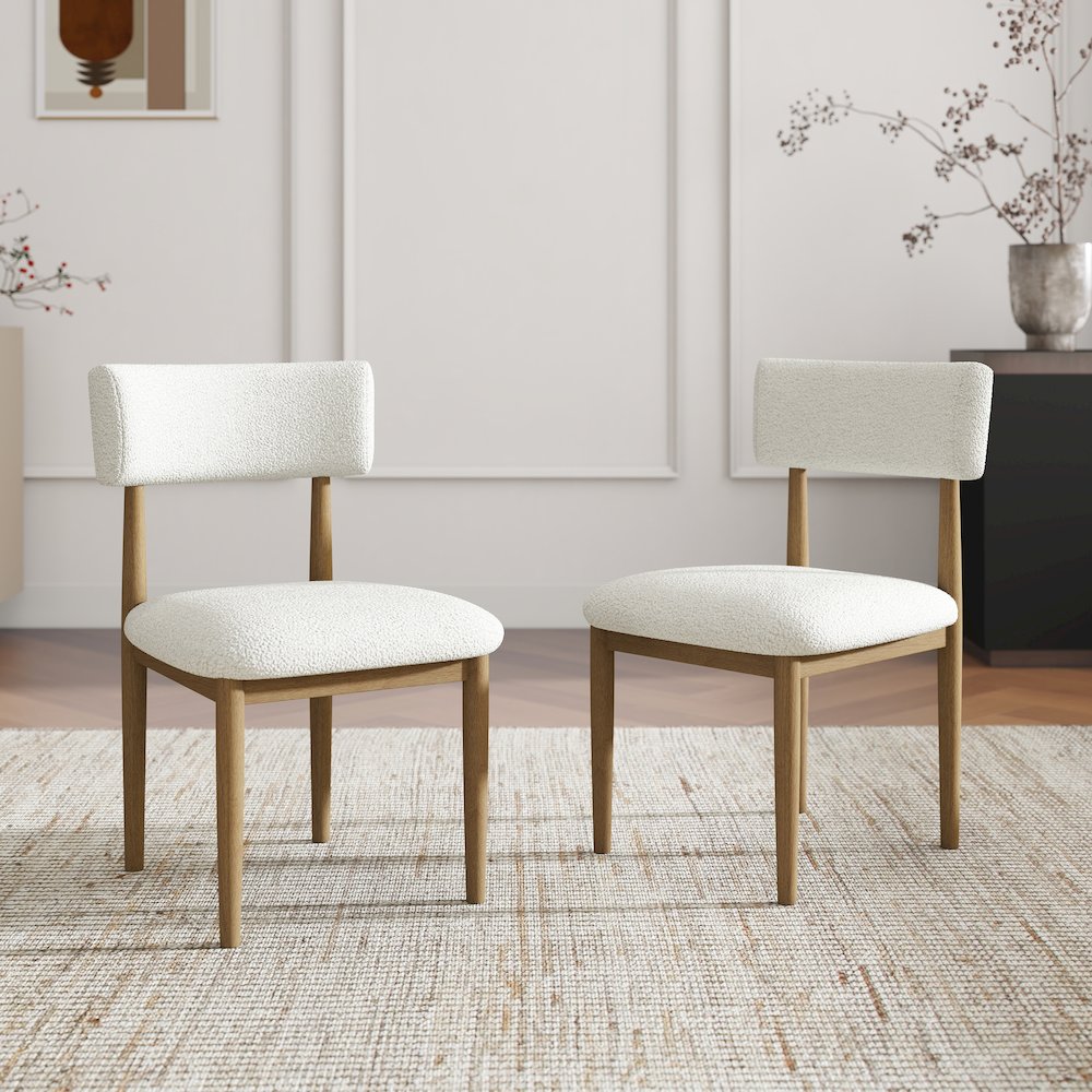 Edo 5-Piece Dining Set, Round Trestle Table and 4 Chairs, White and Natural. Picture 11