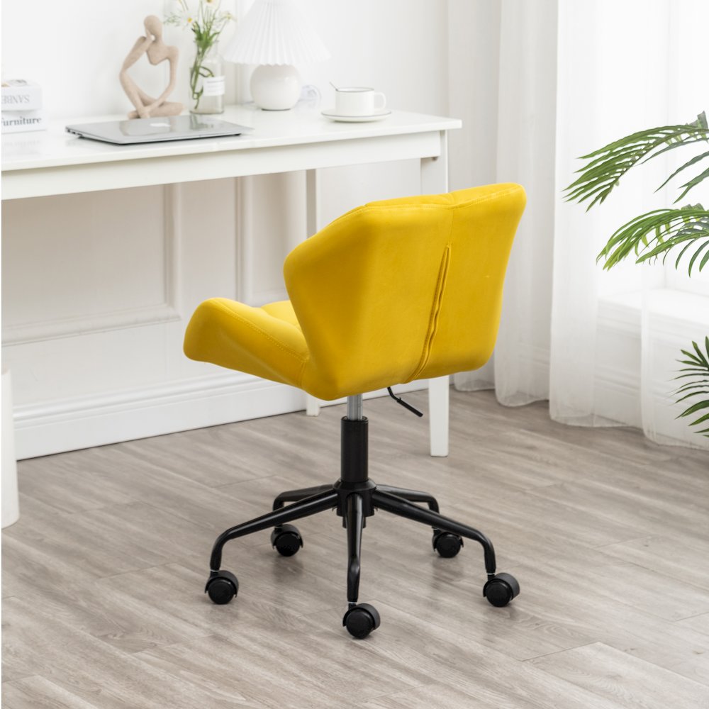 Eldon Diamond Tufted Adjustable Swivel Office Chair, Yellow. Picture 6