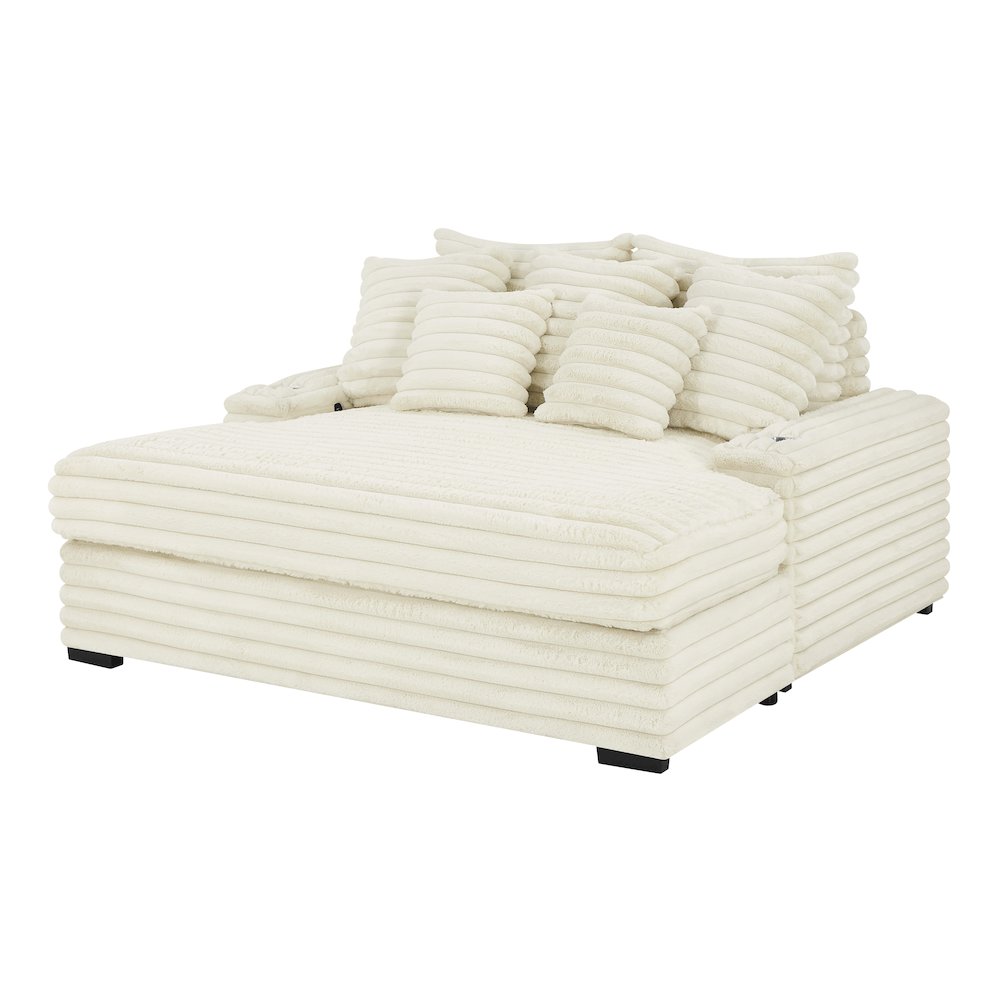 Gaviella Wide Wale Corduroy Oversized Multi-Functional Chaise Lounge, White. Picture 1