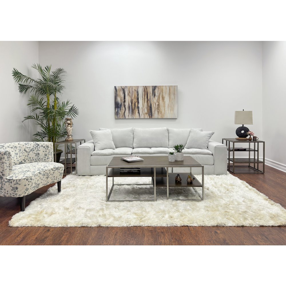 Padena 3-Pc Metal Frame Wood Living Room Coffee Table and 2 End Tables Set. Picture 2