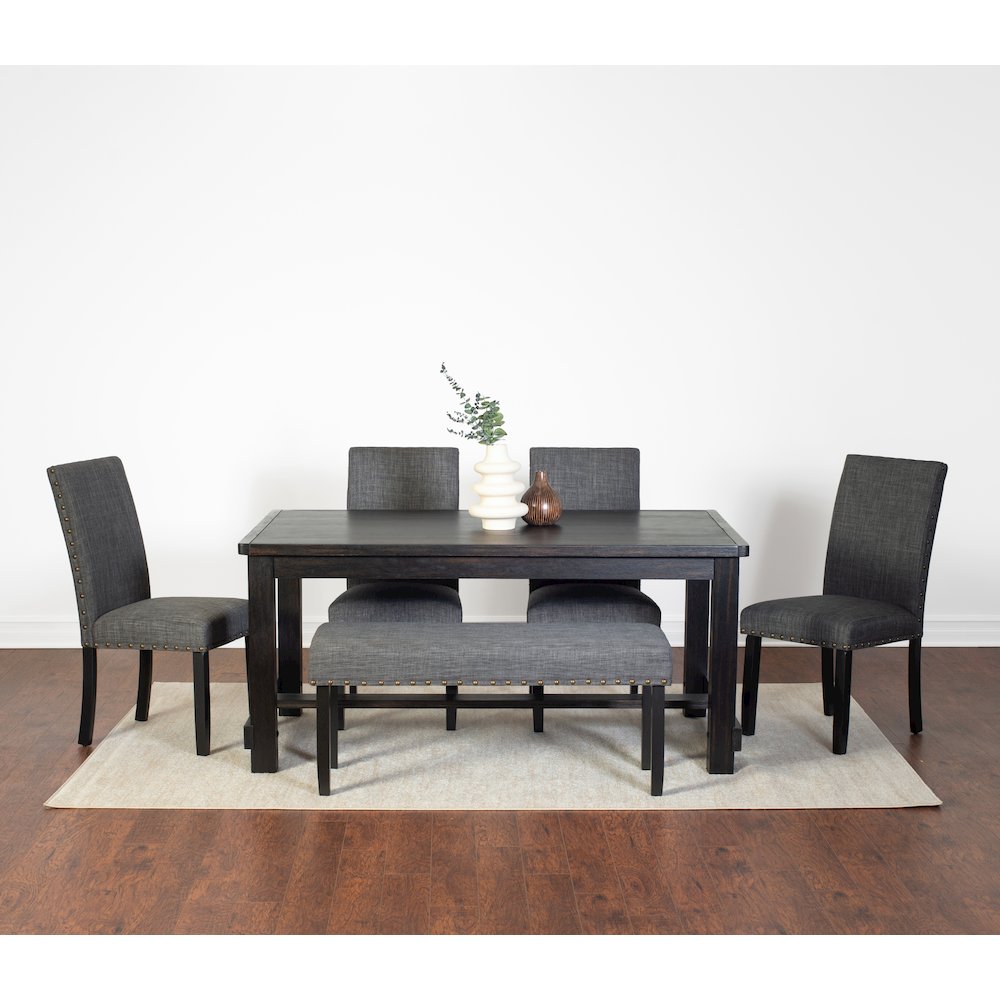 6-Piece Dining Set, Dining Table with 4 Stylish Chairs and a Bench, Gray. Picture 2