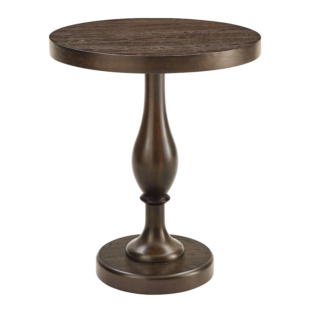 Solmere 22" Round Wood Pedestal End Table, Espresso. Picture 1