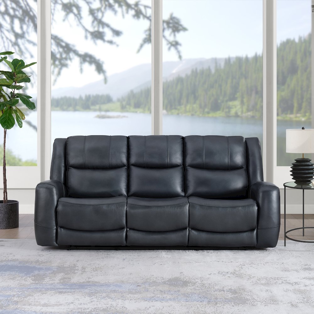 Cozura Leather Power Recling Sofa and Loveseat, Chesapeake Blue. Picture 4