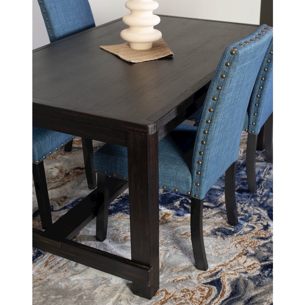 Muzzi Contemporary 5-Piece Dining Set, Dining Table with 4 Stylish Chairs, Blue. Picture 3