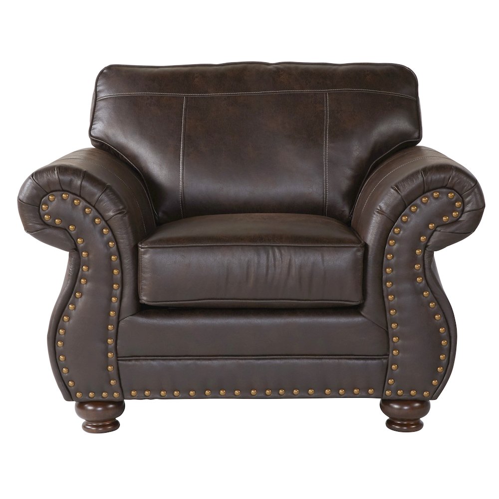 Leinster Faux Leather Upholstered Nailhead Chair in Espresso. Picture 1