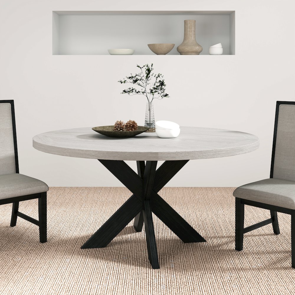 Gates Round Dining Table, Criss-Cross Base, Gray. Picture 2