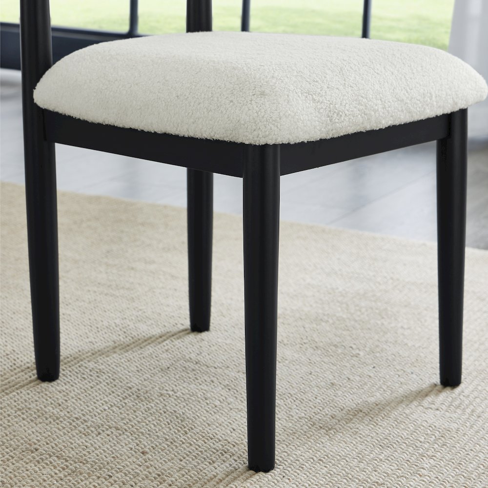 Axler 5-Piece Dining Set, Tripod-Cross Dining Table with 4 Boucle Chairs, Black. Picture 15