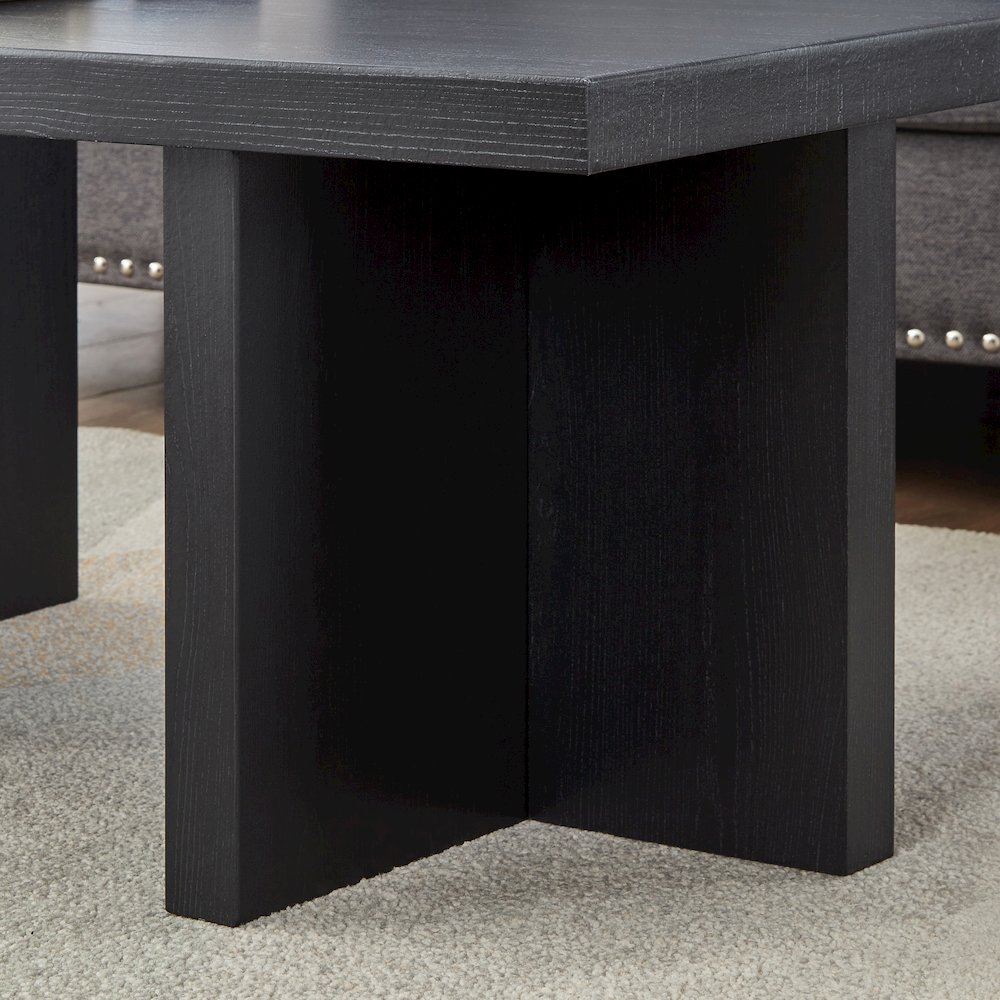 Mchome 3-Piece Coffee Table Set, Coffee Table and Two End Tables, Black Finish. Picture 7