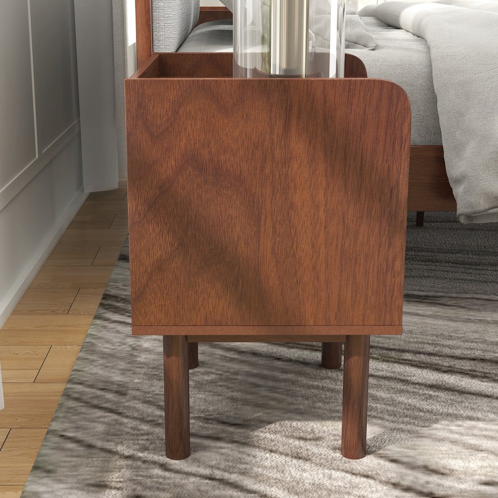 Wyller 2-Piece Bedroom Set, Platform Bed with Nightstand, Natural Walnut, Queen. Picture 10