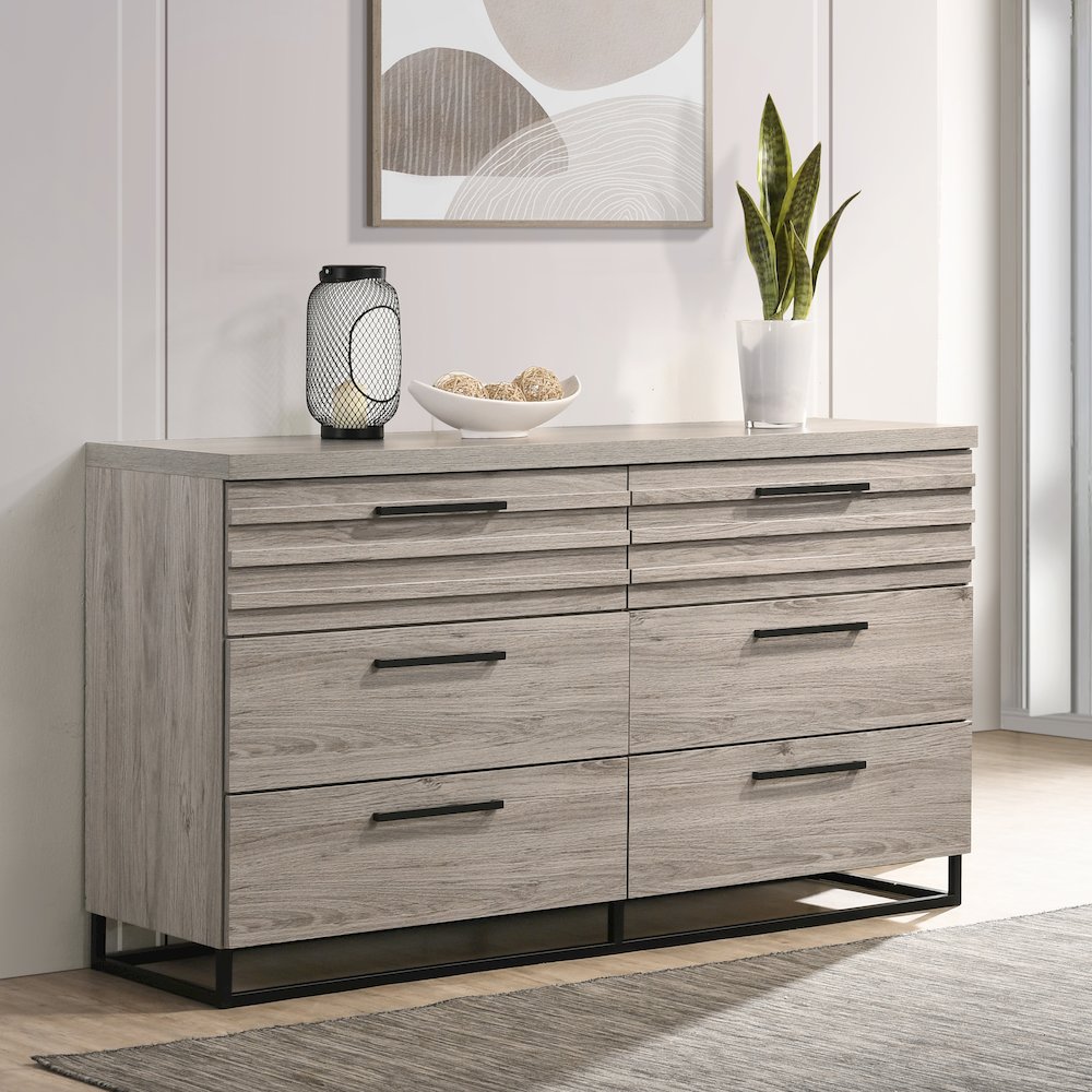 Alvear Contemporary 6-Drawer Dresser, Weathered Gray. Picture 2