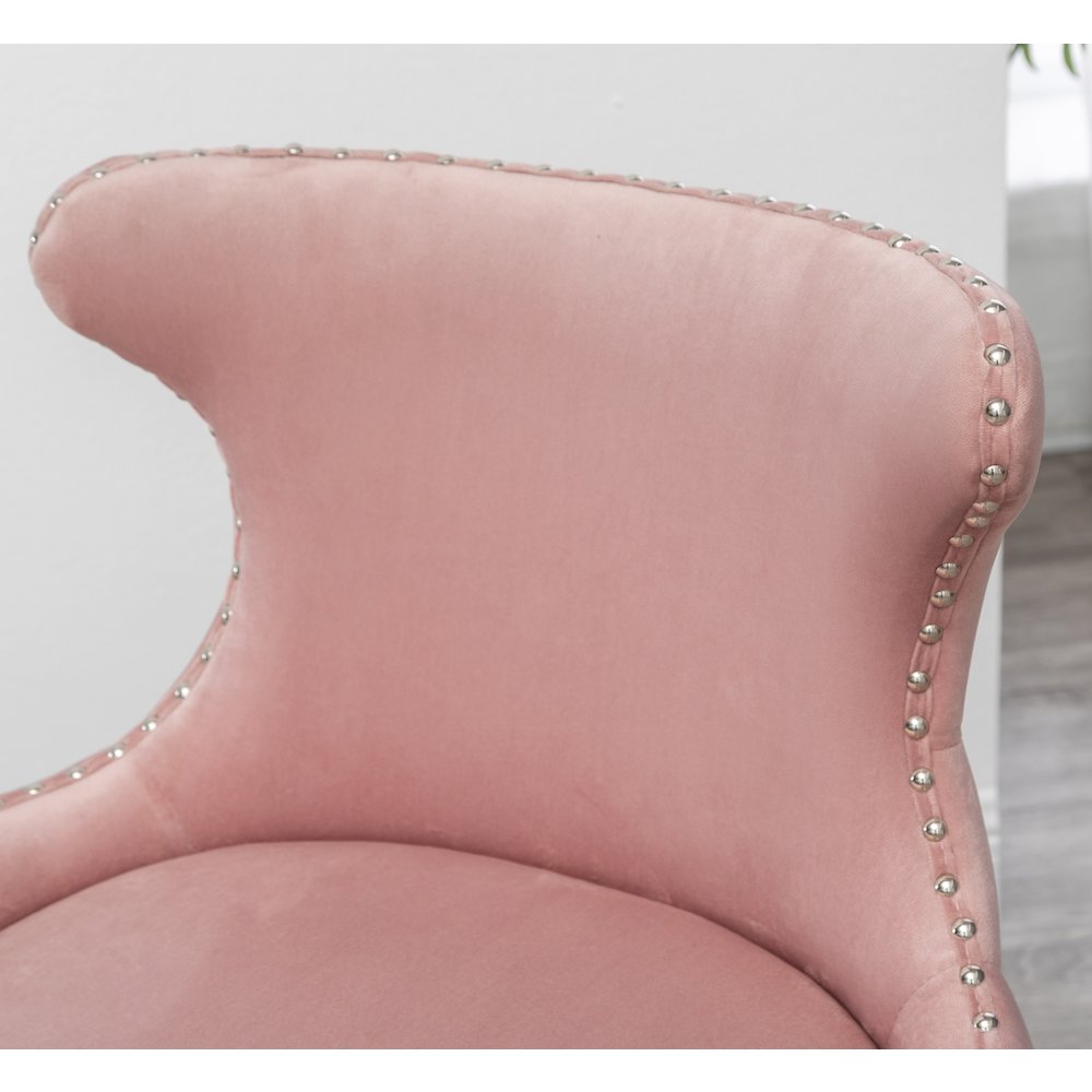 Lindale Contemporary Velvet Upholstered Nailhead Trim Accent Chair, Pink. Picture 7