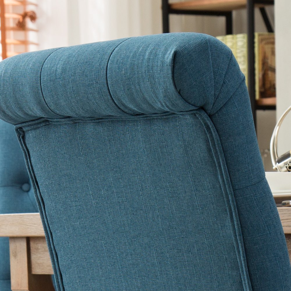 Habit Blue Solid Wood Tufted Parsons Dining Chair ,Set of 2. Picture 8