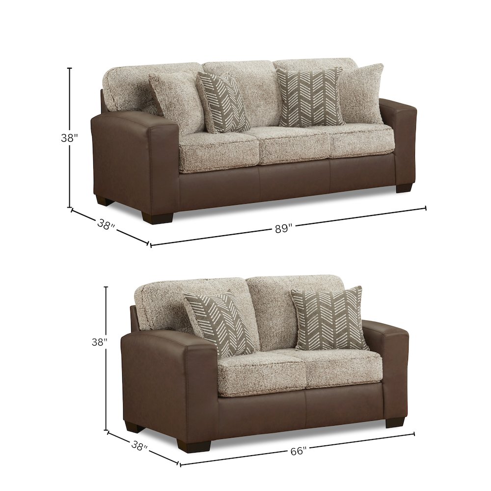 Marvella 4-Piece Living Room Set, Chocolate Faux Leather. Picture 17