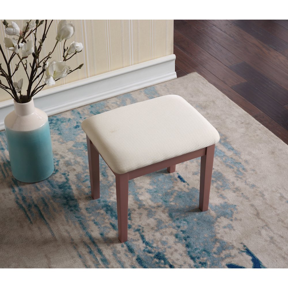 Moniys Wood Makeup Vanity Table and Stool Set, Rose Gold Finish. Picture 6
