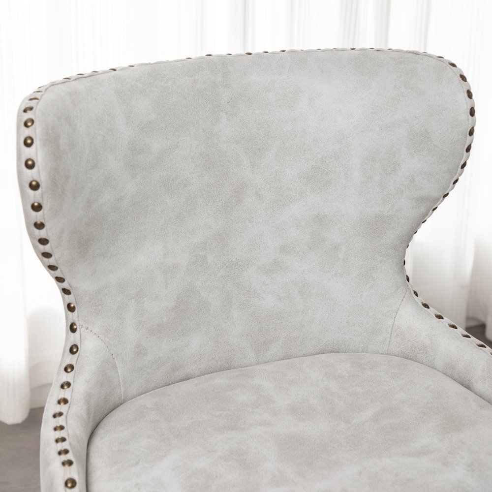 Nevis Modern Faux Leather Tufted Nailhead Trim Barstool Set of 2, Off-White. Picture 7