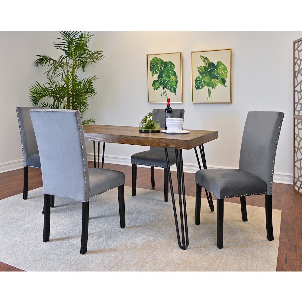 Ashzo 7-Pc Dining Set, Hairpin Dining Table with 6 Chairs, Gray. Picture 7