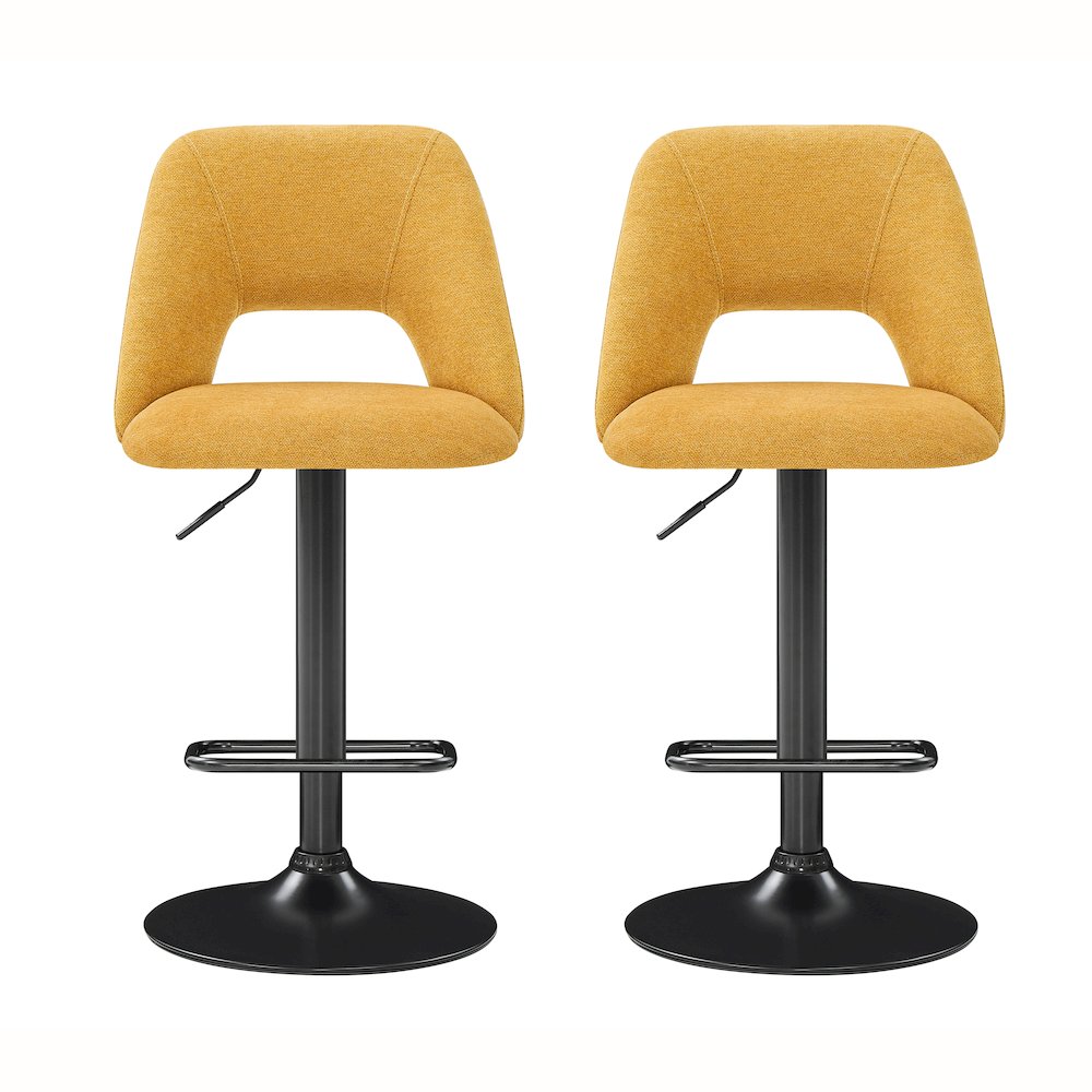Nuvia Contemporary Adjustable Barstool with Upholstered Swivel Seats, Set of 2. Picture 3