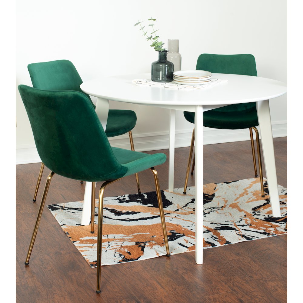 Aufurr 5-Pc Dining Set, White Round Dining Table with 4 Chairs, Green. Picture 4
