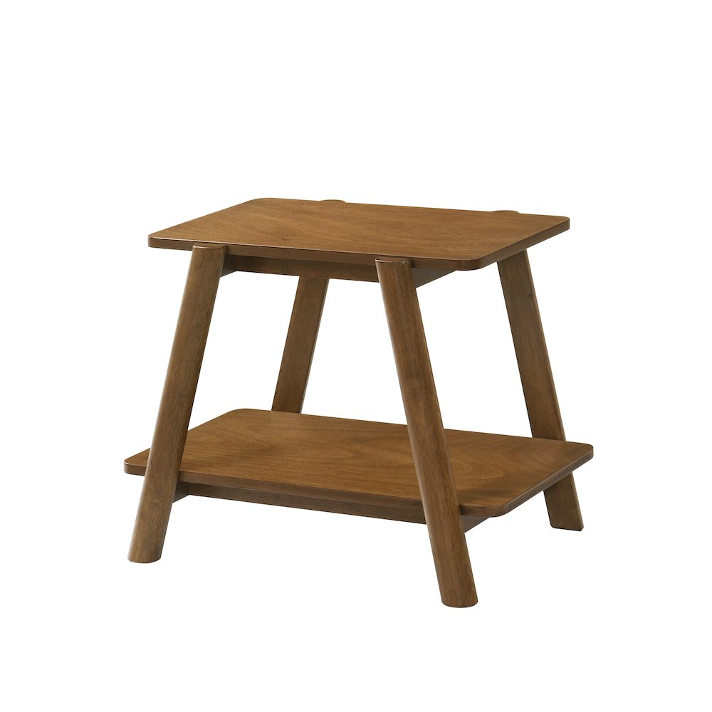Metz Mid-Century Modern Wood Shelf End Table, Walnut Finish. Picture 3