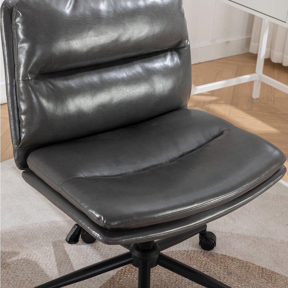 Bizerte Adjustable Swivel Criss Cross, Wide Seat Office or Vanity Chair, Gray. Picture 10