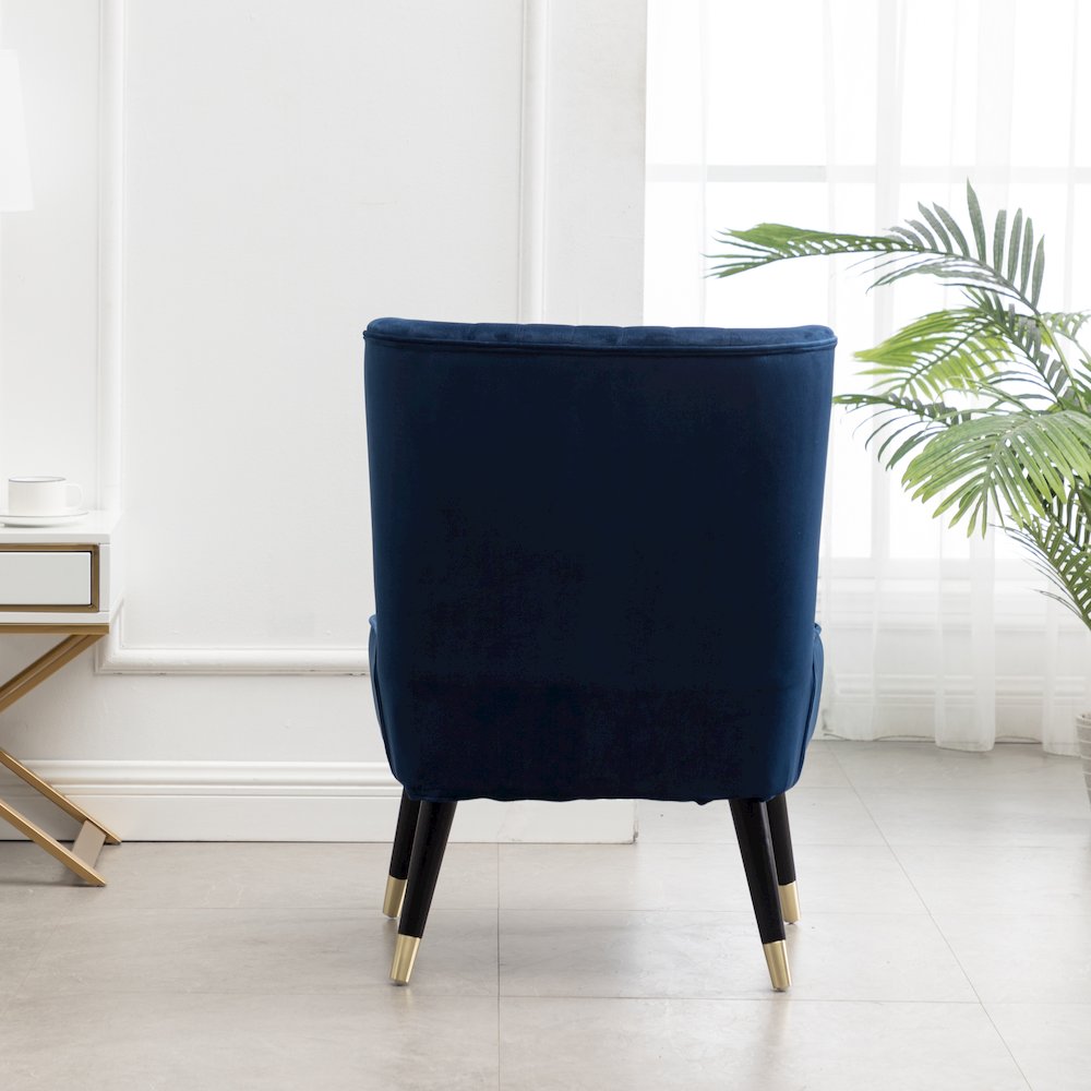 Elon Contemporary Velvet Upholstered Accent Chair, Blue. Picture 6