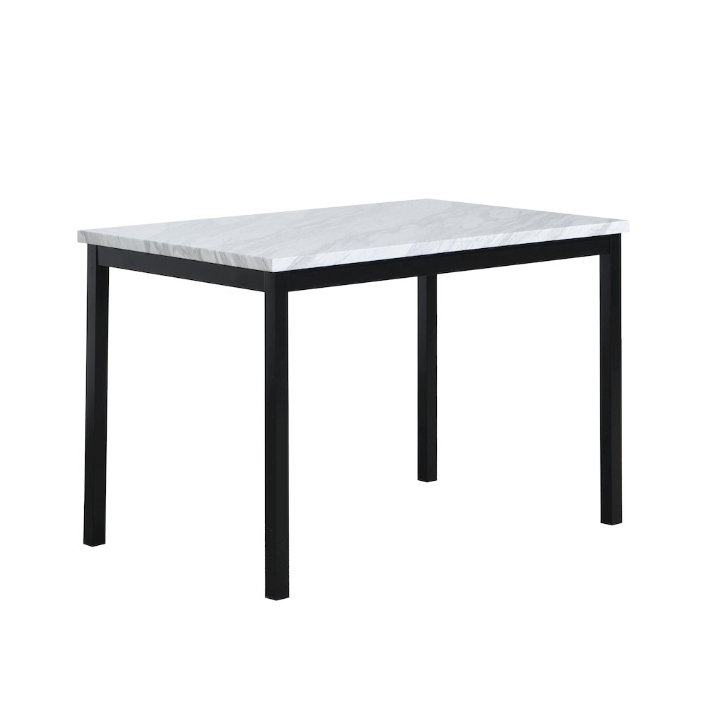 Citico Metal Dining Table with Laminated Faux Marble Top, Off-white. Picture 1