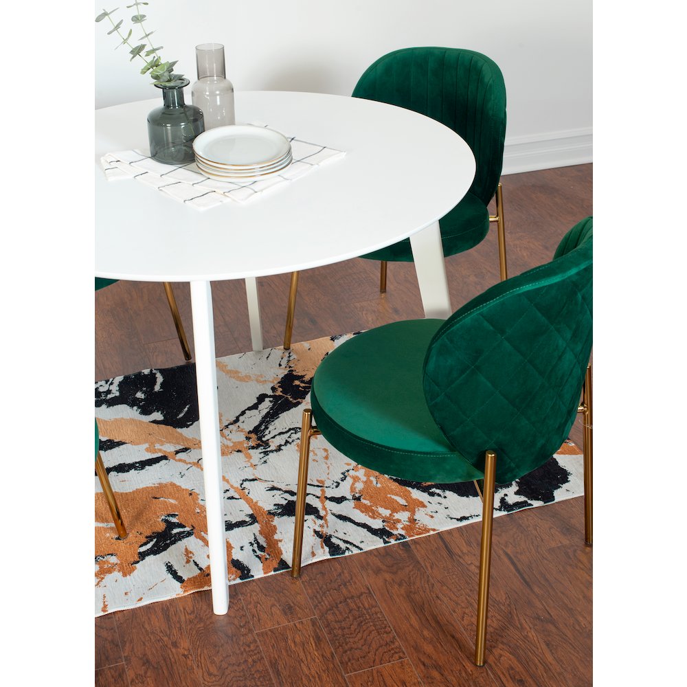 Amoa Contemporary 3-Pc Dining Set, White Round Dining Table and 2 Chairs, Green. Picture 3