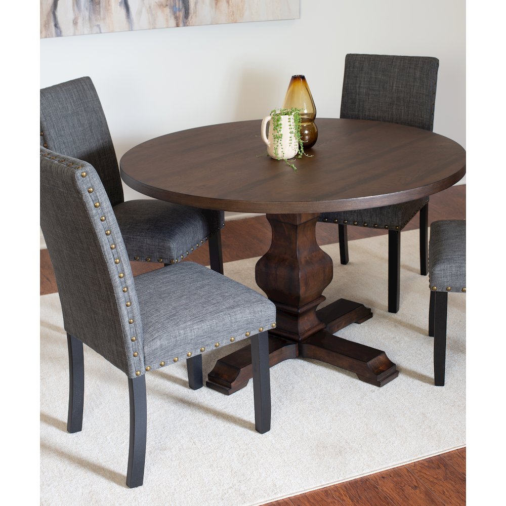 Kohland 5-Pc Dining Set, Pedestal Round Table with 4 Stylish Chairs, Gray. Picture 2