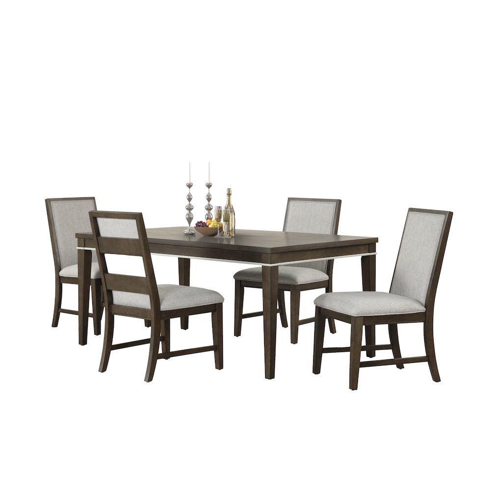 Aberll Wood Dining Room Set, Table with 4 Side Chairs, Gray. Picture 1