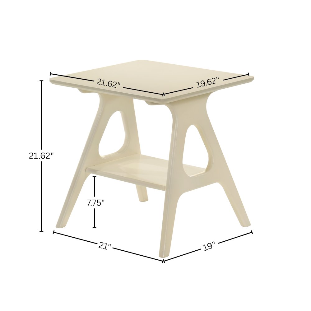 Arona Mid-Century Modern Wood Shelf End Table, Off-White Finish. Picture 8