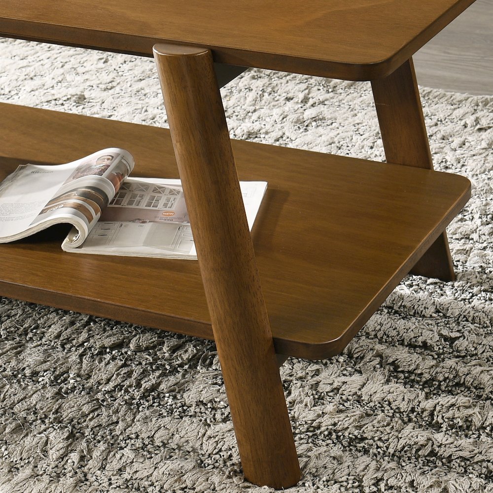 Metz Mid-Century Modern Wood Shelf End Table, Walnut Finish. Picture 4