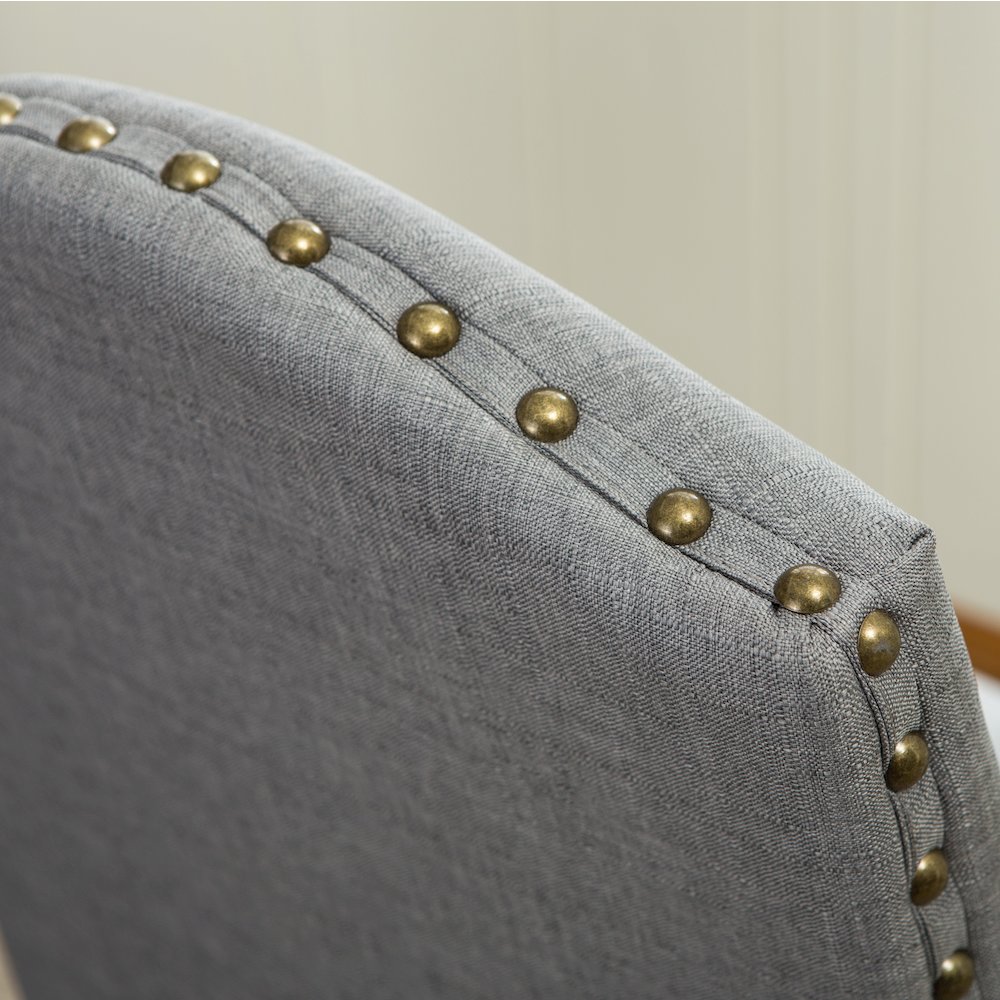 Mod Urban Style Solid Wood Nailhead Gray Fabric Padded Parson Chair, Set of 2. Picture 5