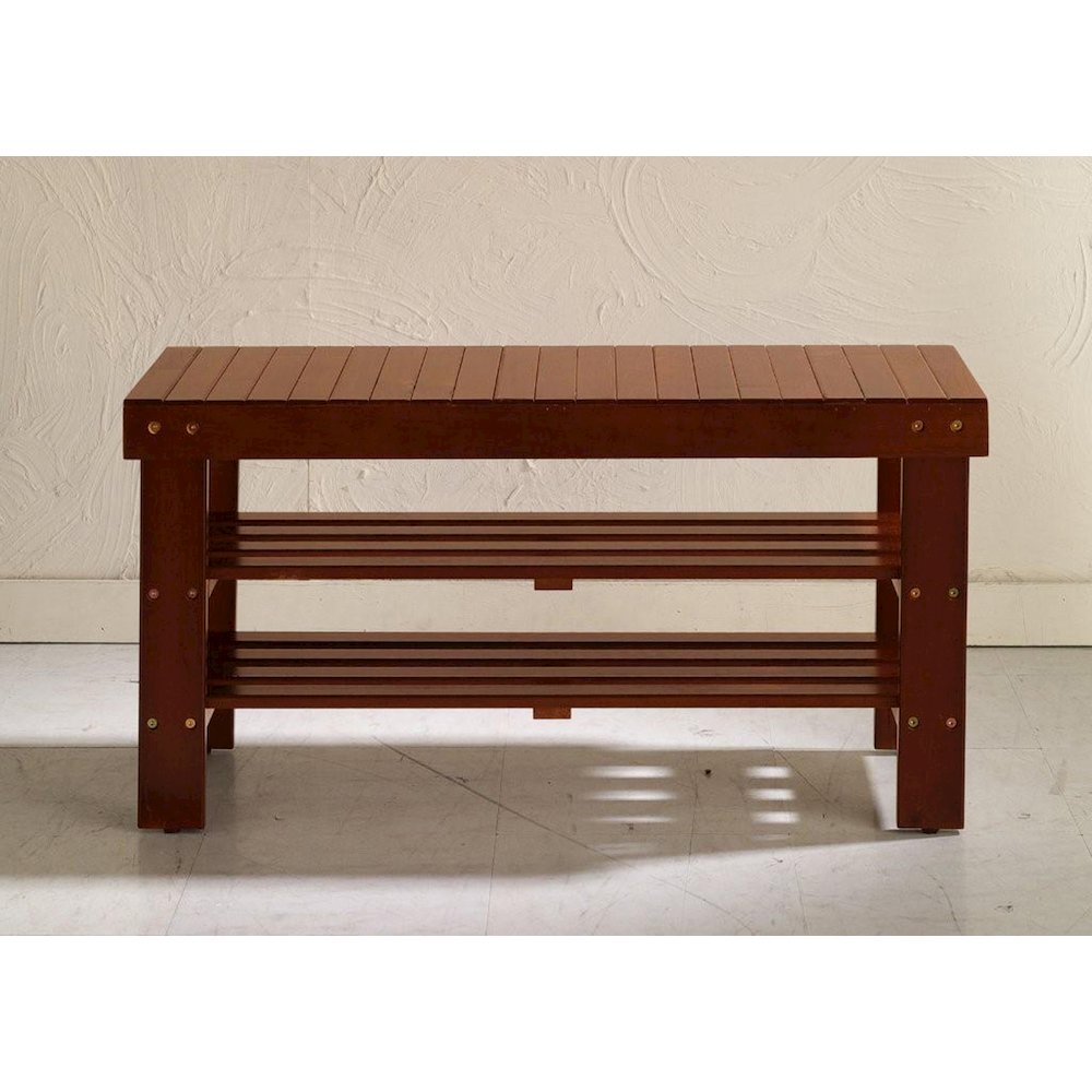 Pina Quality Solid Wood Shoe Bench, Cherry Finish. Picture 3
