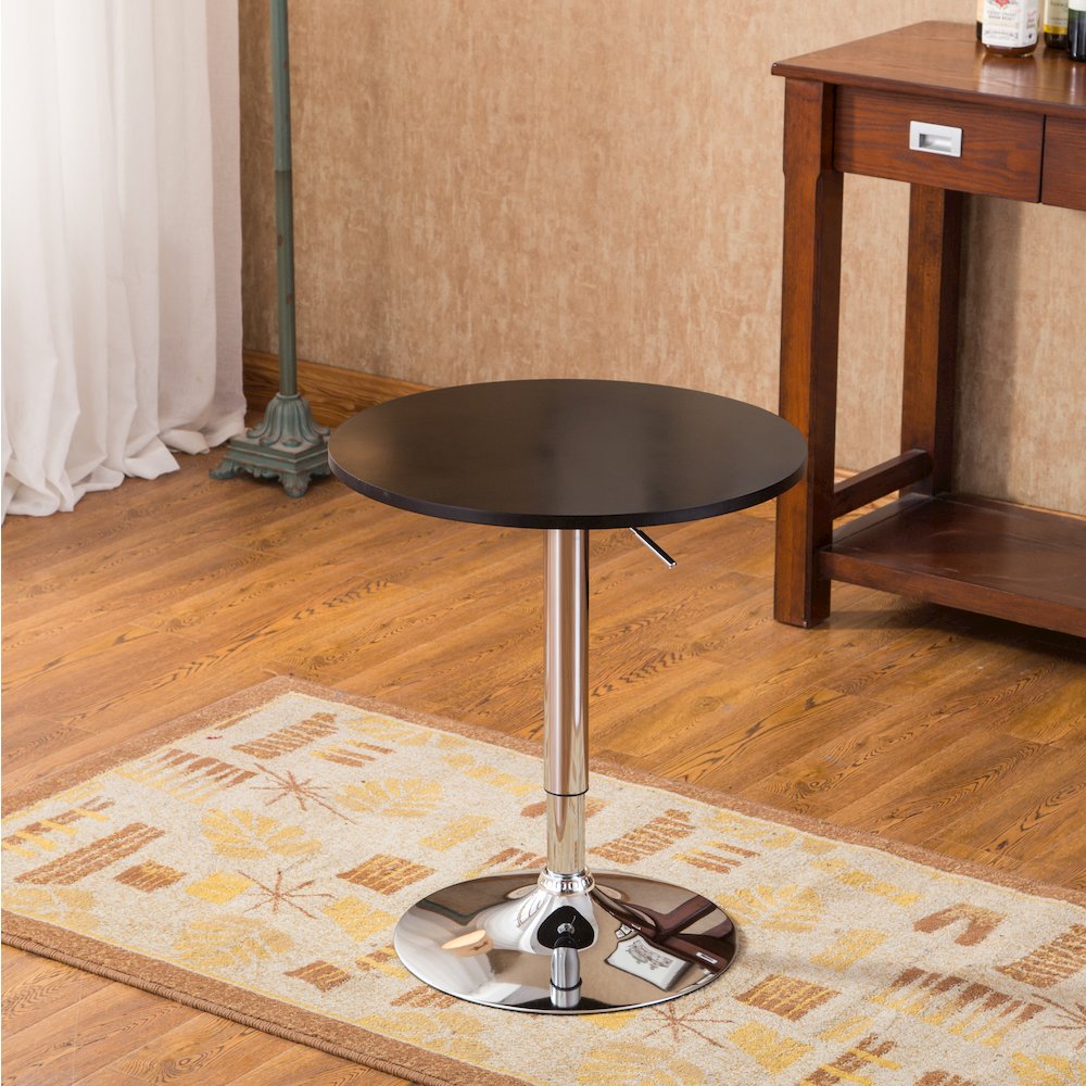 Baxton Adjustable Wood and Metal Bar Table, Black. Picture 5