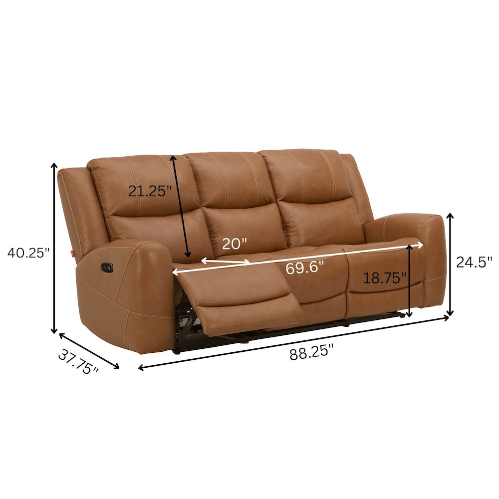 Cozura Leather Power Dual Reclining Sofa, Silverado Butternut. Picture 13