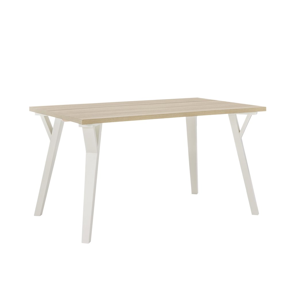 Alwynn Contemporary Rectangular Dining Table, White and Natural Wood. Picture 3