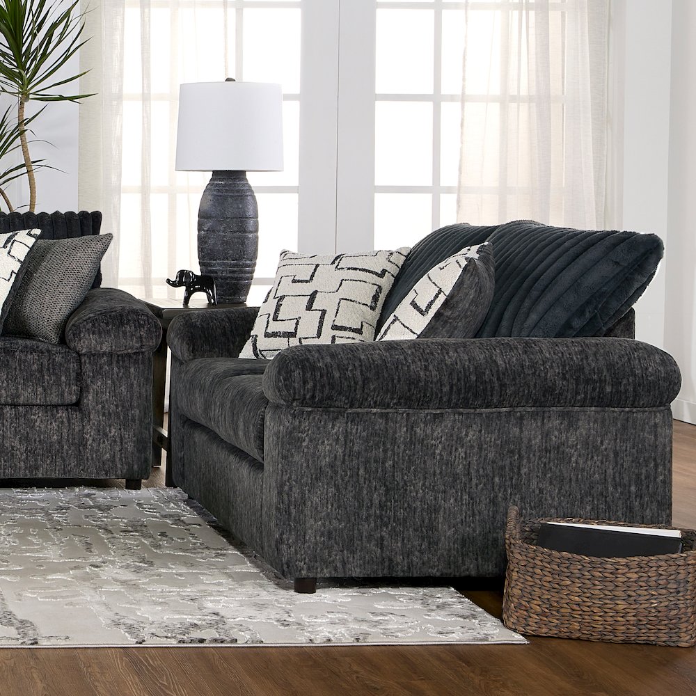 Nason Wide Wale Corduroy Sofa, Loveseat, and Cuddle Chair Set, Charcoal. Picture 5