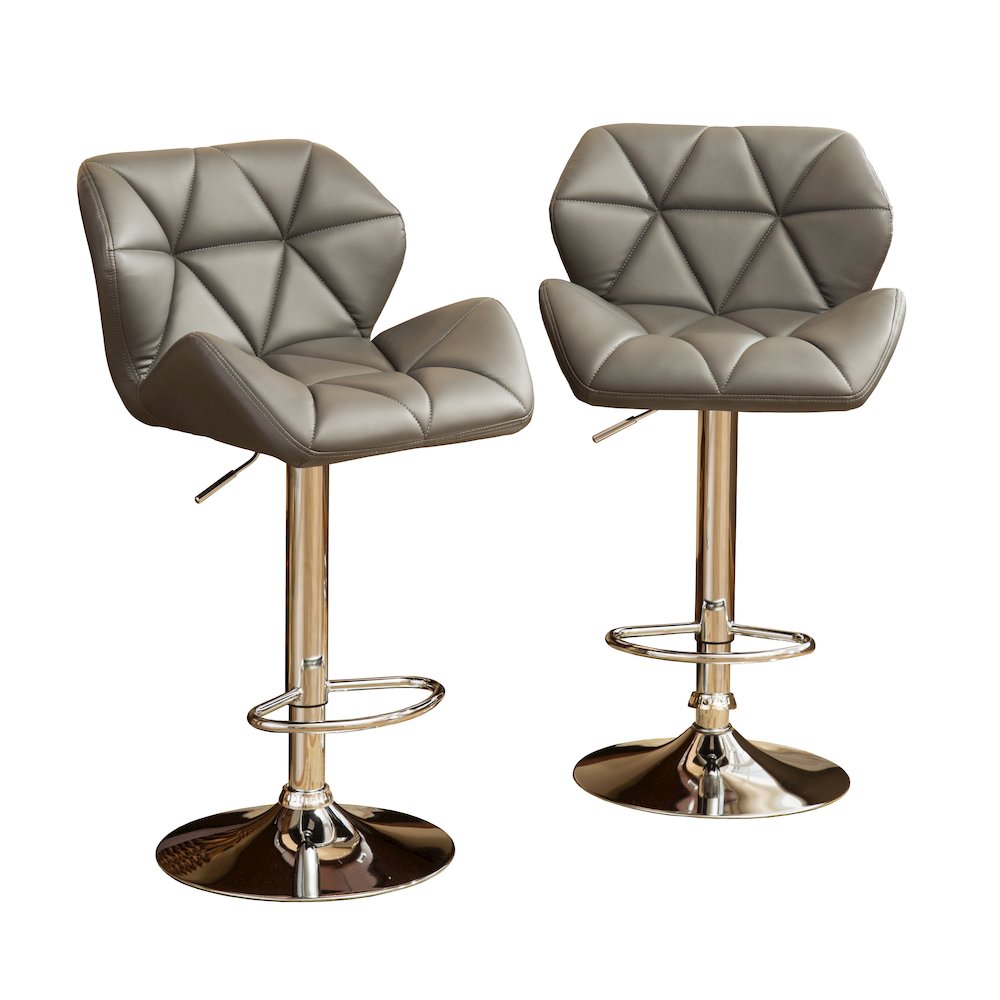 Glasgow Contemporary Tufted Adjustable Height Gray Bar Stools, Set of 2. Picture 1