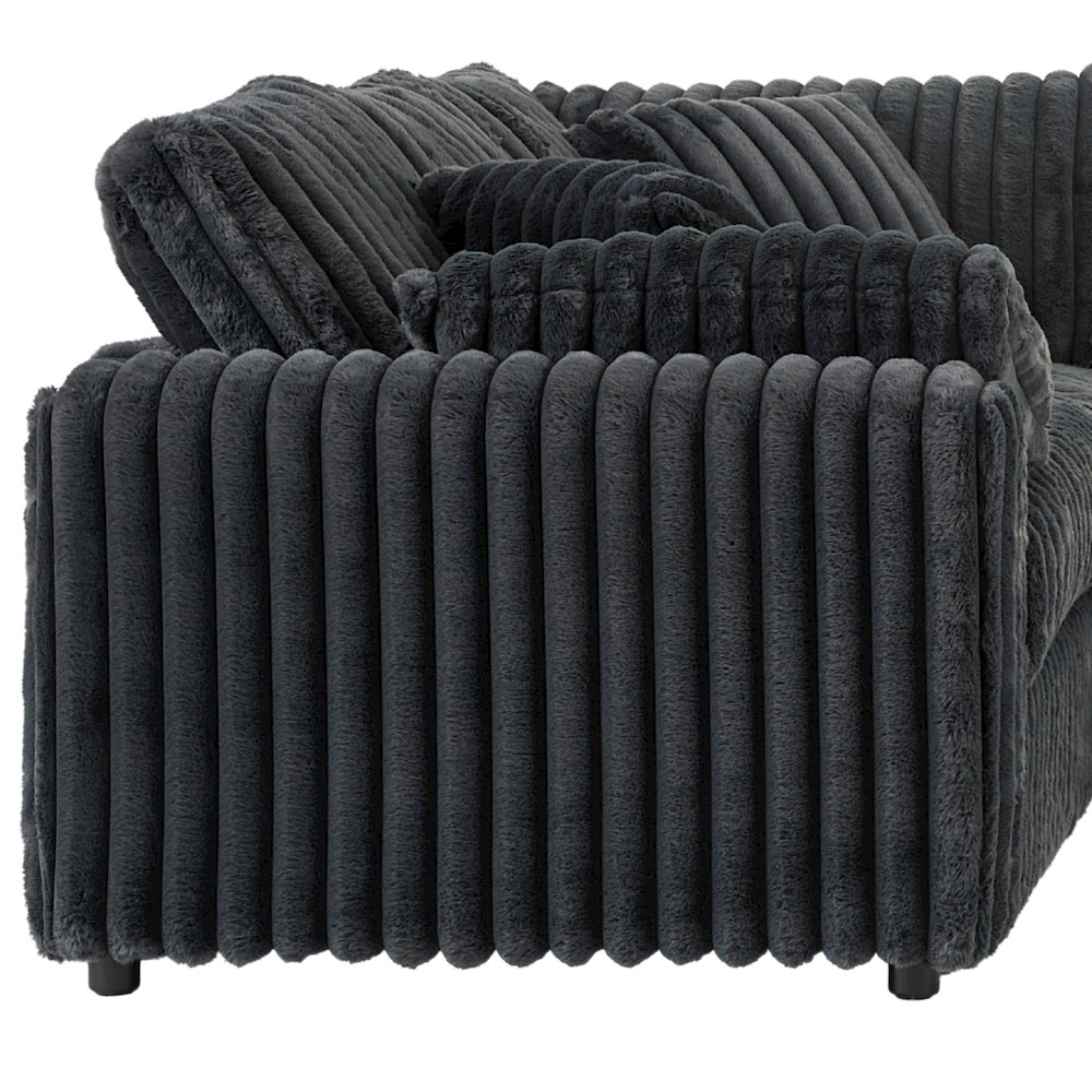 Belvoir 2-PC Living Room Set, L-shape Sectional and Accent Ottoman, Charcoal. Picture 7