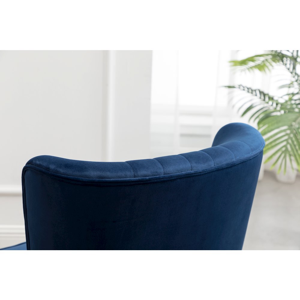 Elon Contemporary Velvet Upholstered Accent Chair, Blue. Picture 7