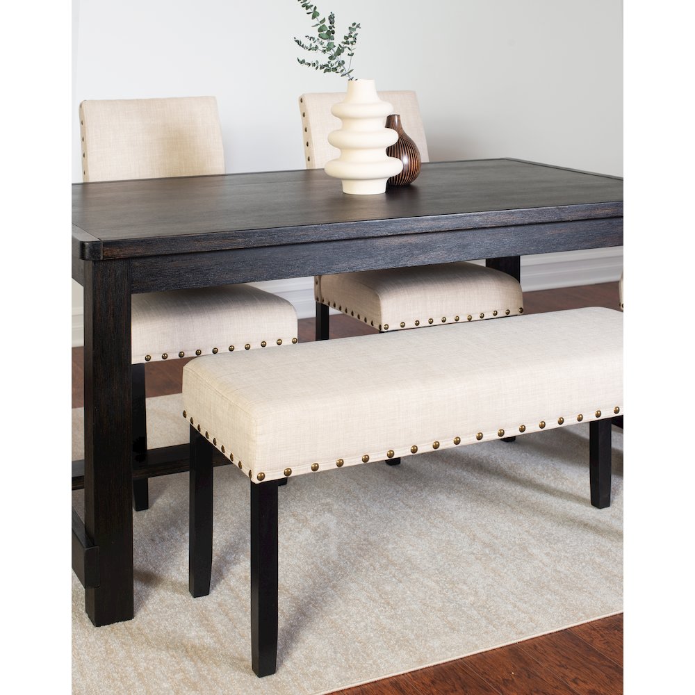 6-Piece Dining Set, Dining Table with 4 Stylish Chairs and a Bench, Tan. Picture 4