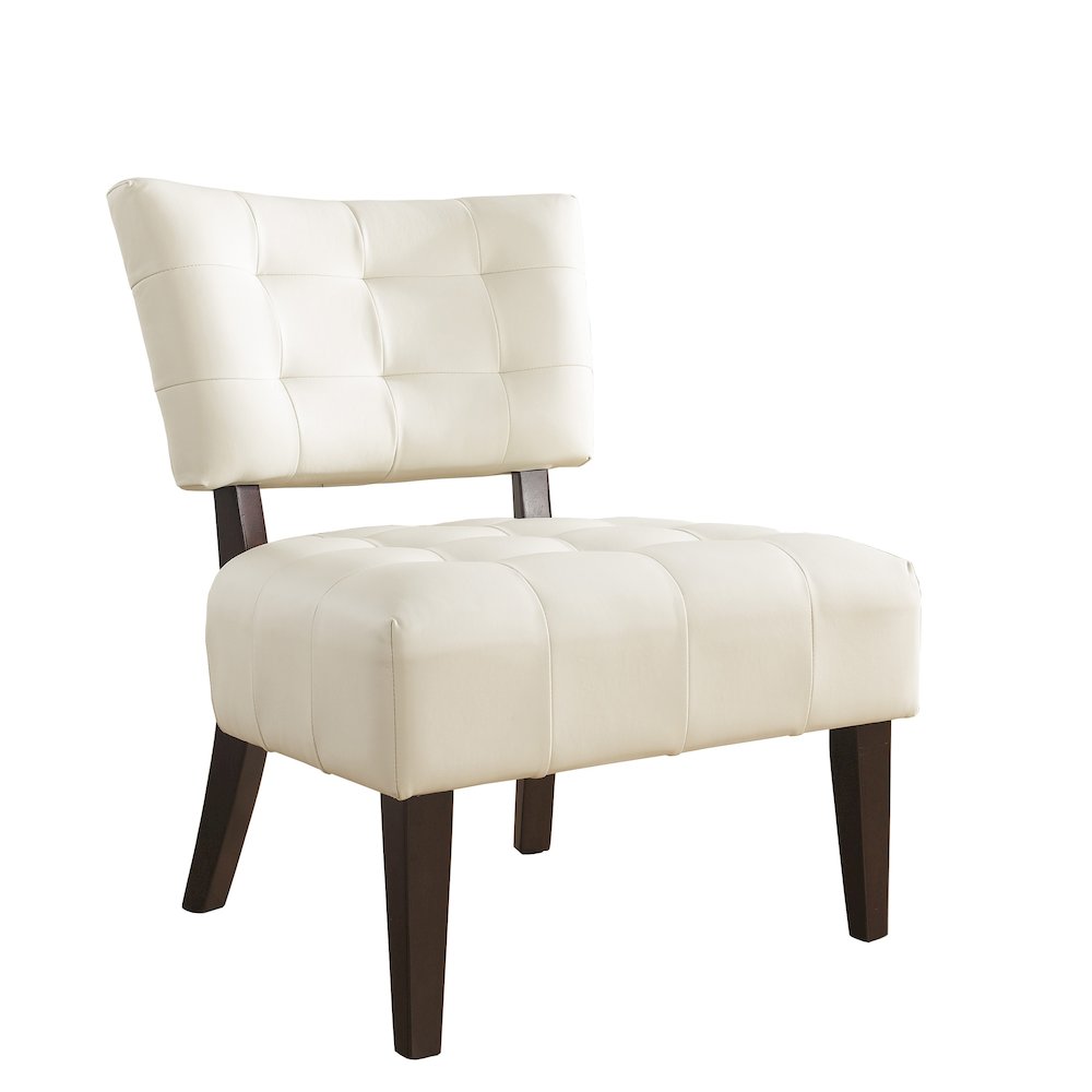 Movile Blended Leather Tufted Accent Chair with Oversized Seating, Ivory. Picture 1