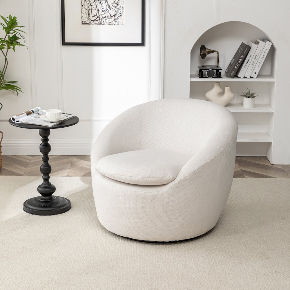 Winnie Modern Barrel Chair, 360° Swivel. Picture 2