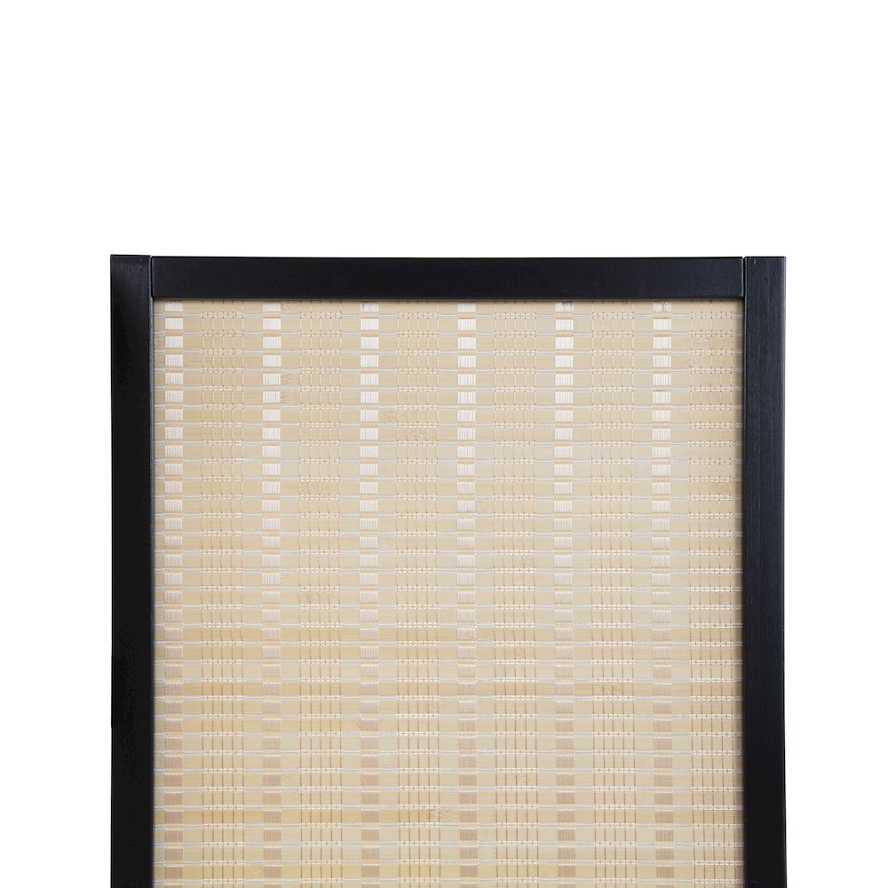 Inkwell 4-Panel Bamboo Room Divider, Folding Screen, Natural with Black Frame. Picture 7
