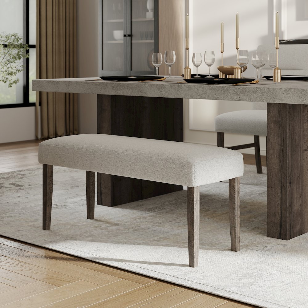 Sorlen Contemporary Upholstered Dining Bench, Gray. Picture 5