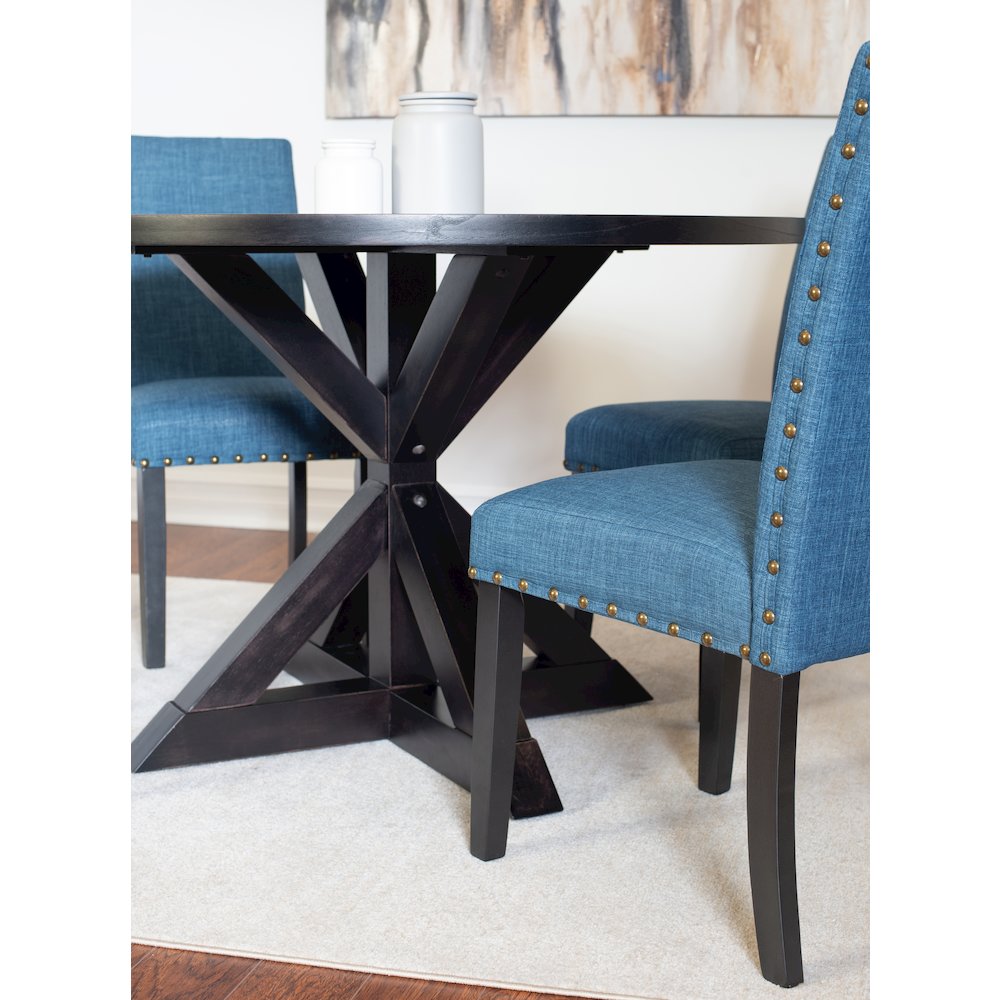 Mytzi 5-Pc Dining Set, Cross-Buck Dining Table with 4 Stylish Chairs, Blue. Picture 2