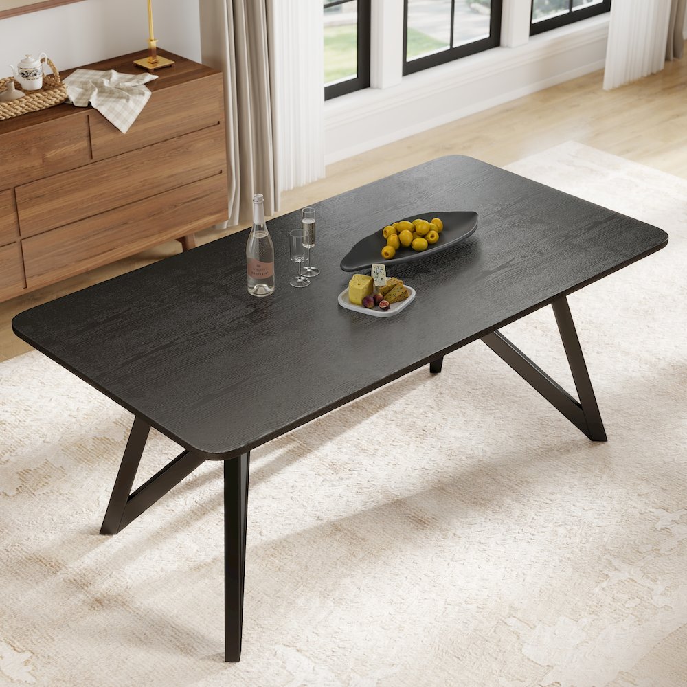 Axler 70-in Length Dining Table, Tripod-Cross Leg, Black. Picture 3