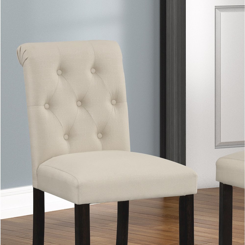Leviton Solid Wood Tufted Asons Barstool, Set of 2, Tan. Picture 4